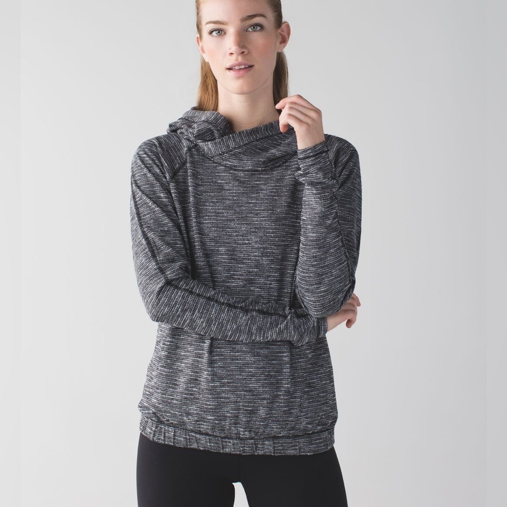 LULULEMON ATHLETICA Healthy Heart Coco Pique Black  Cowl Neck Pullover Women’s 8
